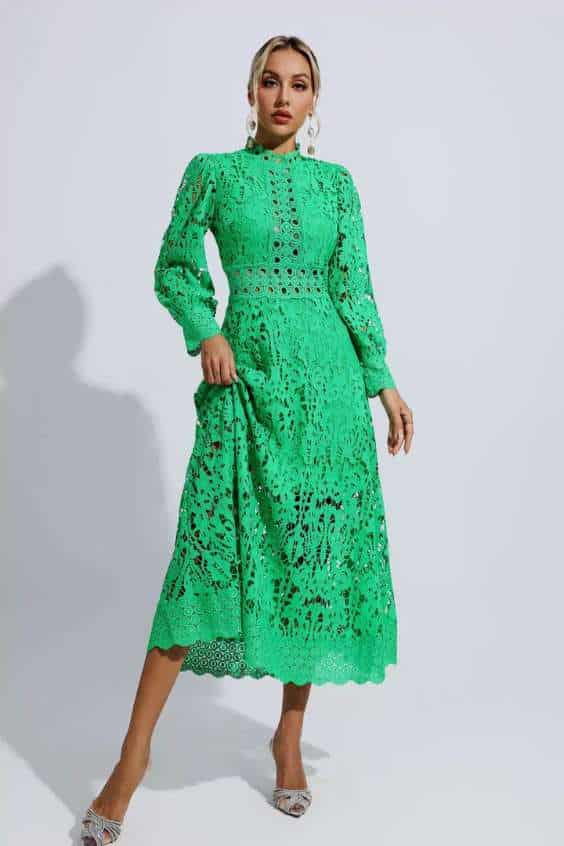 Lace Green Midi Dress