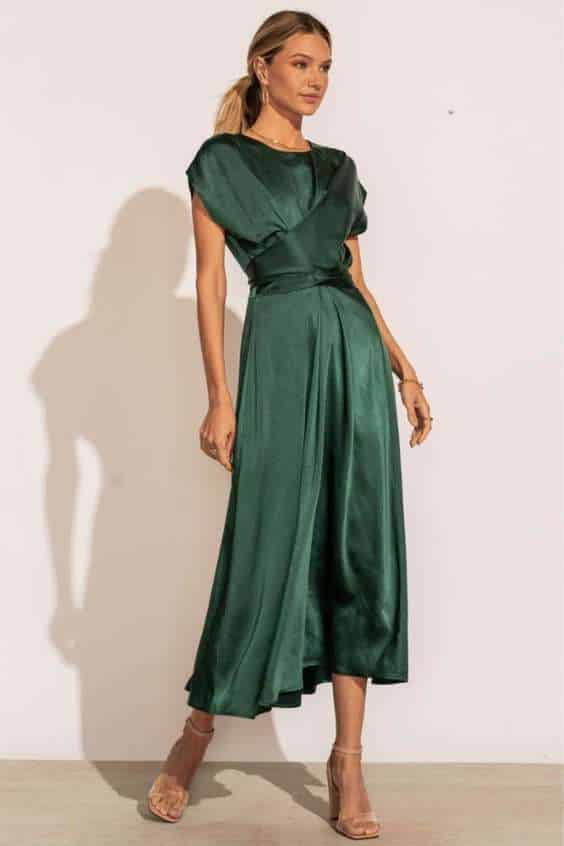 Rosalind Midi Dress in Emerald