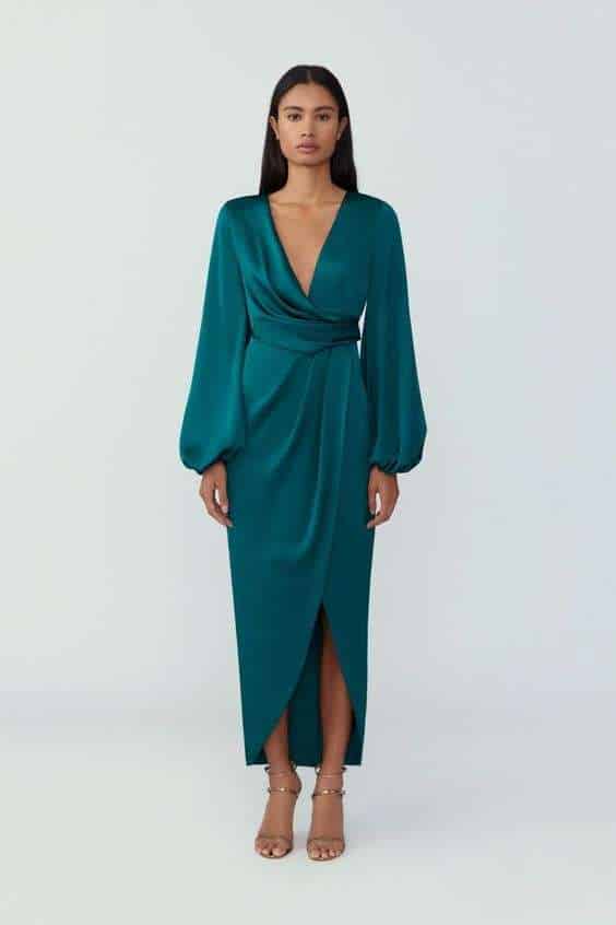 Long Sleeve Wedding Guest Dresses - Fame and Partners Shay Midi Dress