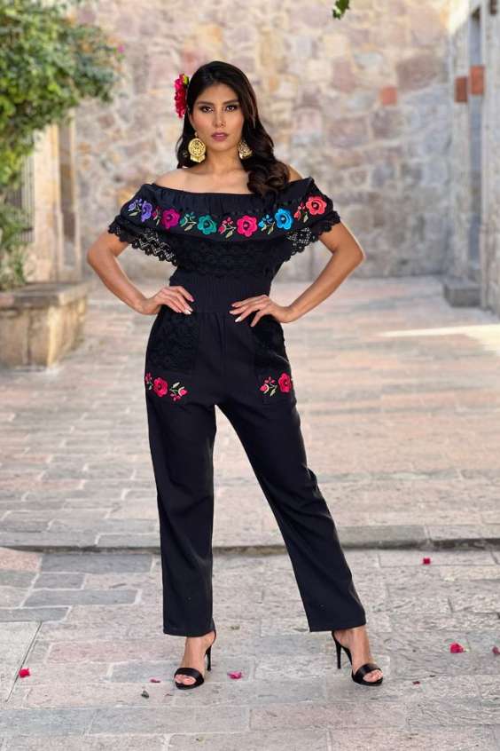 Mexican Dress Wedding - mexican Black wedding dress with embroidered flowers