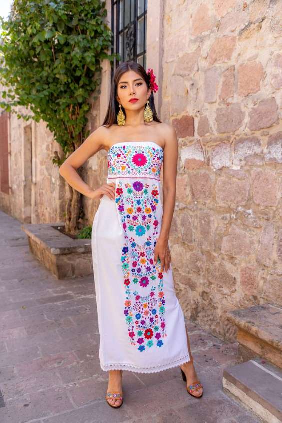 Mexican Embroidered Dress - mexican embroidered dress white