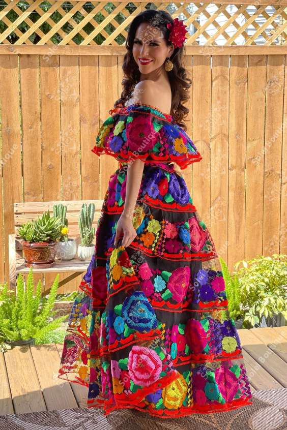 Mexican Embroidered Dress - dress traditional mexican Embroidered clothing
