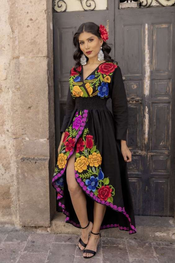 Mexican Embroidered Dress - modern traditional Embroidered mexican dress