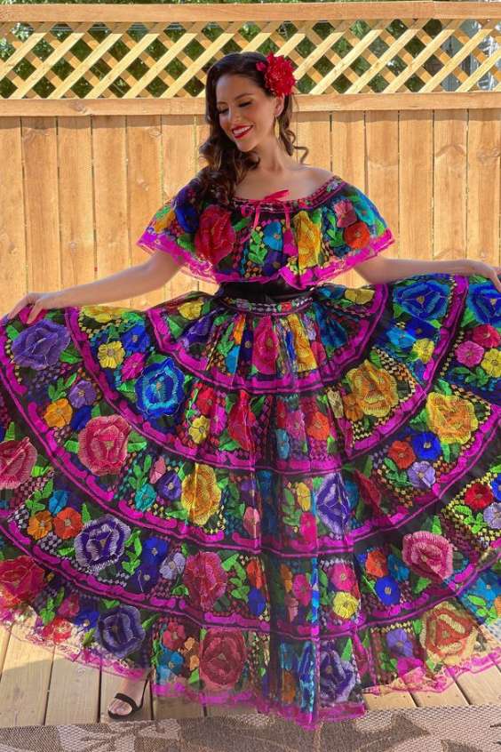 Mexican Embroidered Dress - authentic traditional Embroidered mexican dress