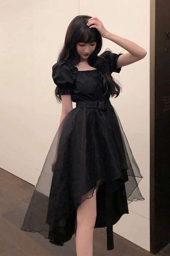 Fairycore Irregular Black Gothic Dresses