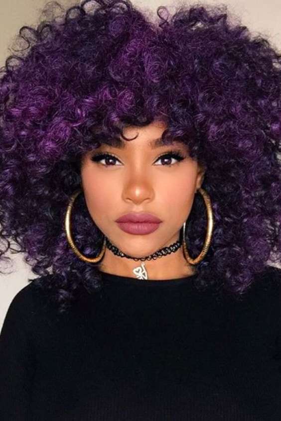 Black and Purple Hair Curly - ombre purple curly hair