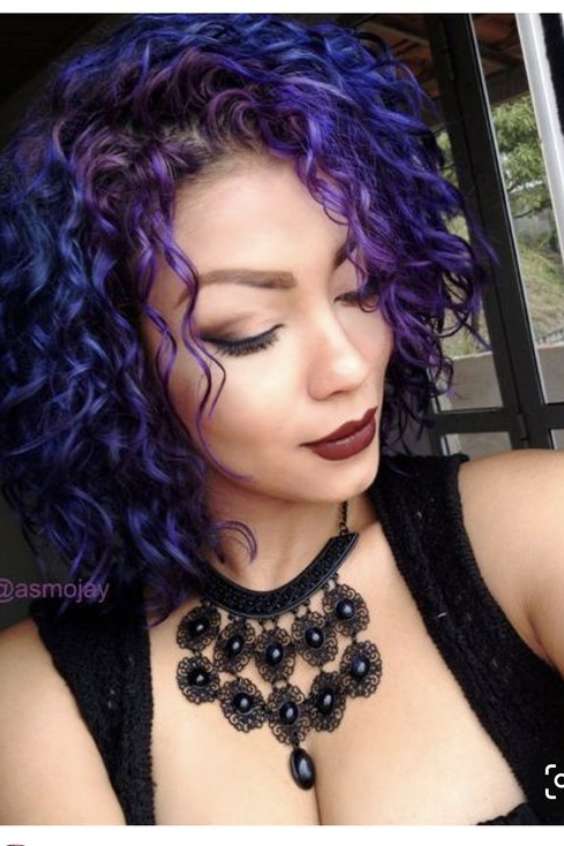 Black and Purple Hair Curly - ombre purple curly hair