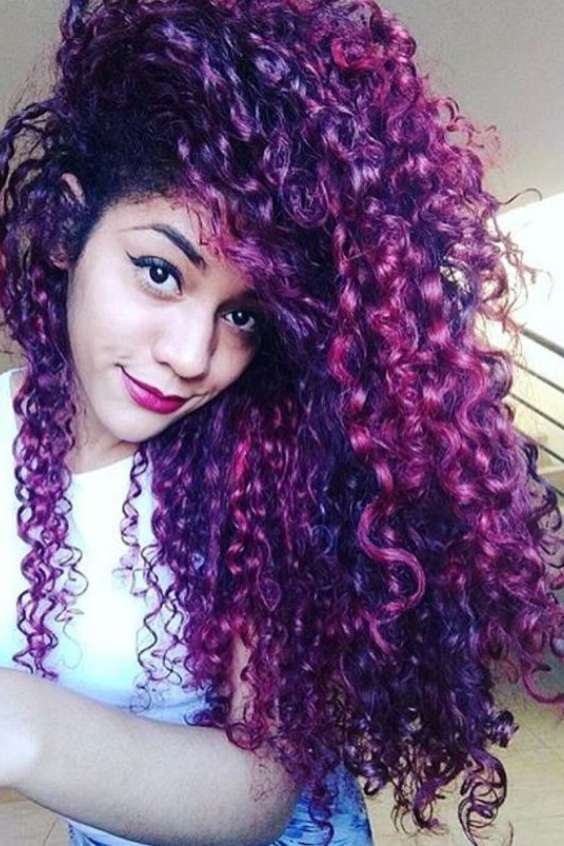 Black and Purple Hair Curly - dark brown curly hair with purple highlights