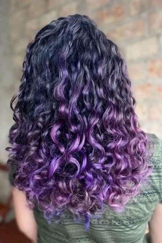 Black and Purple Hair Curly - dark brown curly hair with purple highlights