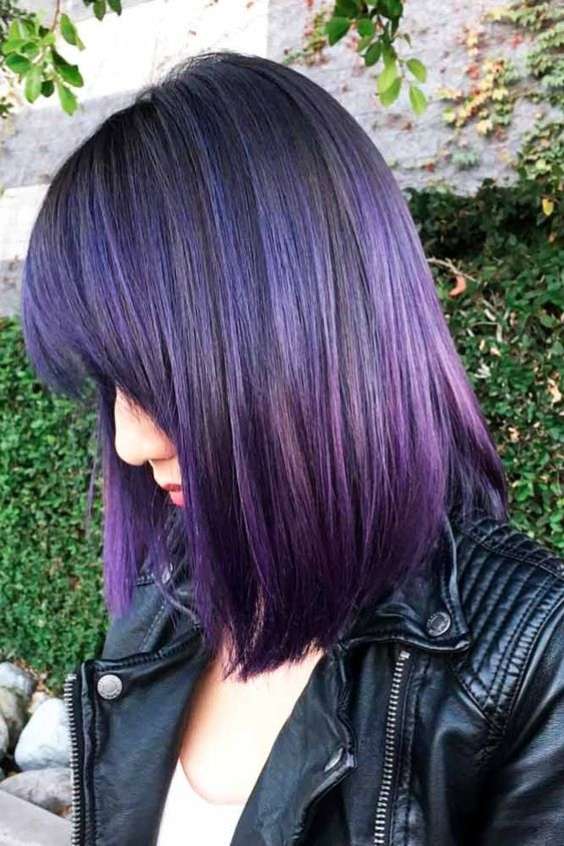 Black and Purple Hair Short - midnight purple dark purple short hair