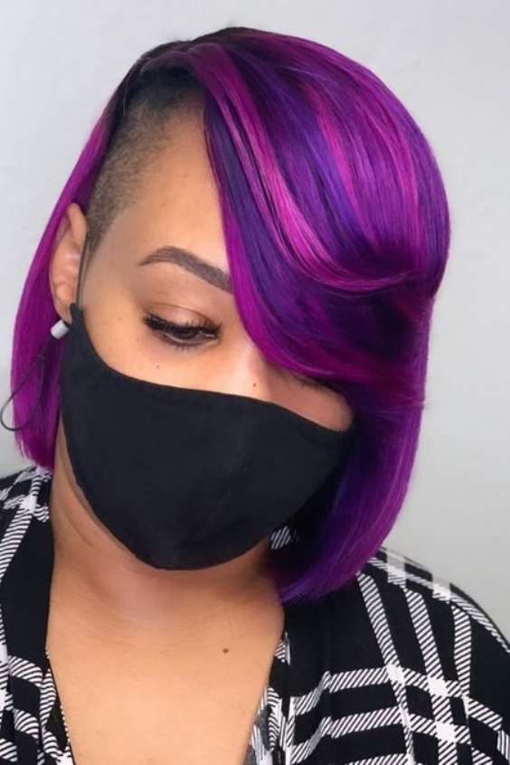 Black and Purple Hair Short -subtle purple highlights on black hair