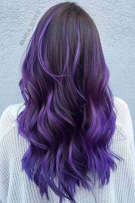 Black and Purple Hair long - purple highlights on black hair without bleach