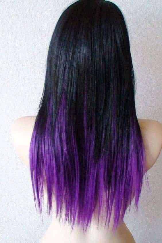 Black and Purple Hair long - subtle purple highlights on black hair