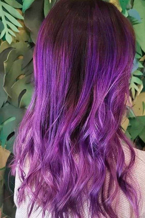 Black and Purple Hair long - plum dark purple hair