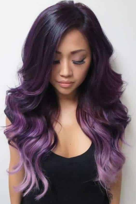 Black and Purple Hair long - black dark purple hair