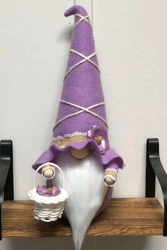 Can you get an Easter Gonk? - Lavender Floral Gnome - Mother's Day Gnome with Flower Basket - Gnome Decor