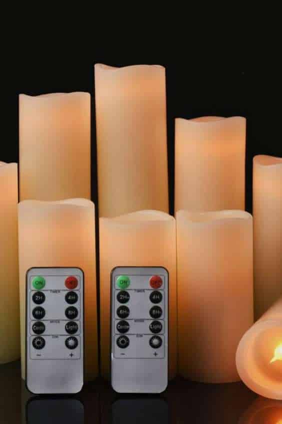 Flameless Candles Battery Operated Candles 4" 5" 6" 7" 8" 9" Set of 9 Ivory Real Wax
