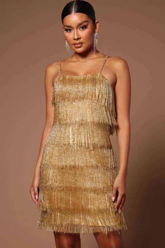 Gold FRINGE DRESS - gold fringe dress taylor swift