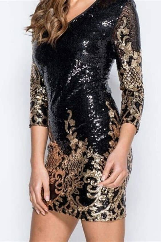 Black And Gold Sequin Dress
