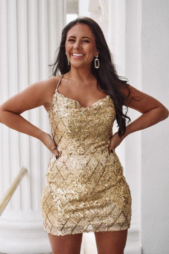 Glam and Gold Sequin Dress