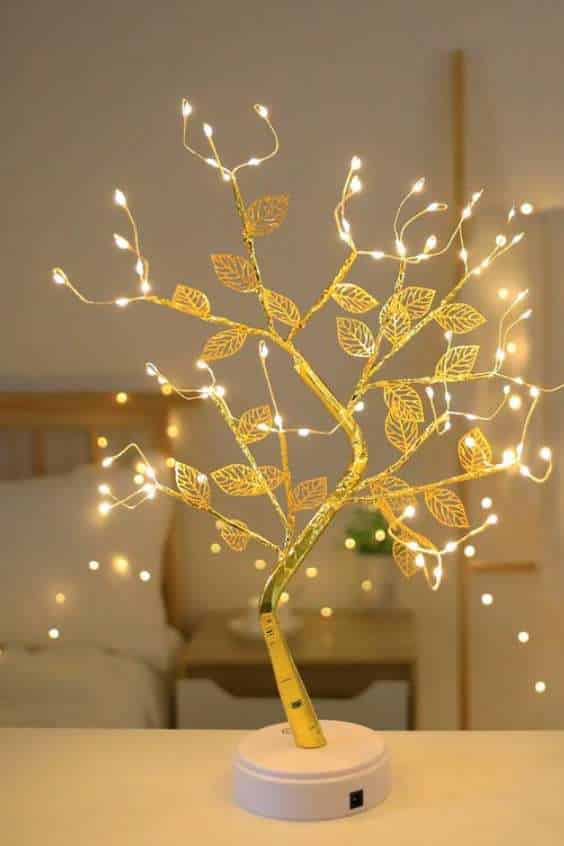 Tree Shaped Decorative Light, Modern Gold PVC Tree Shaped LED Light For Home