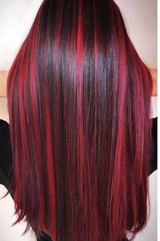 Long Black and Red Hair - underlayer red and black hair