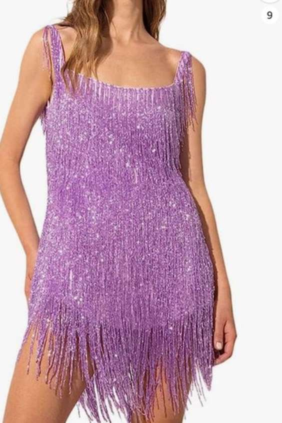 purple FRINGE DRESS - flapper purple fringe dress