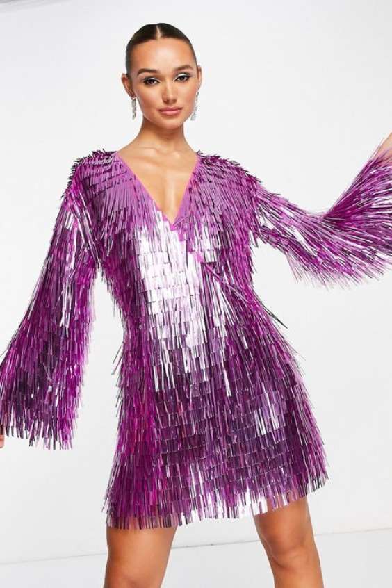 purple FRINGE DRESS - lavender purple fringe dress