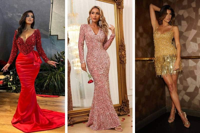 Sequin dress - bodycon sequin dress - rose gold sequin dress