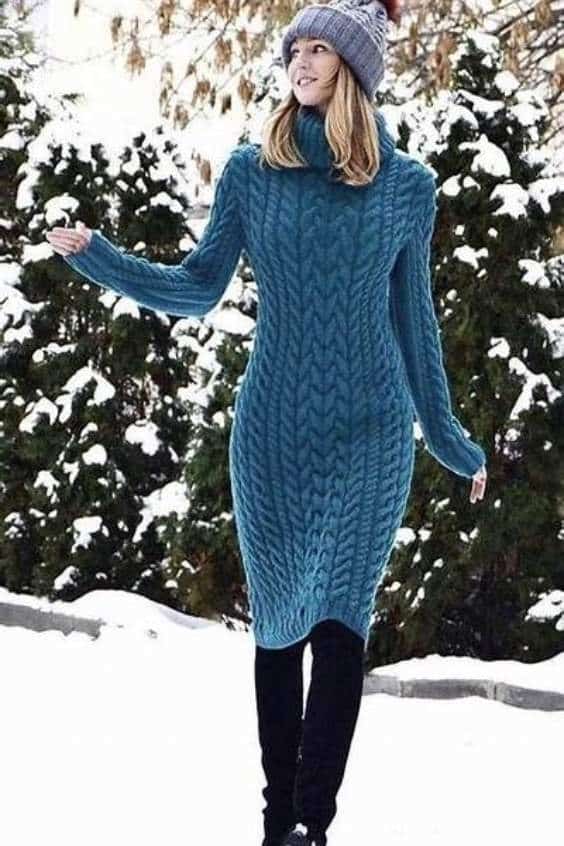 blue sweater dress