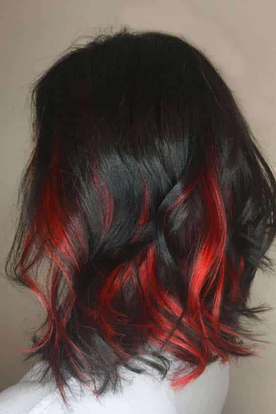 Short Black and Red Hair - short black hair with red underneath