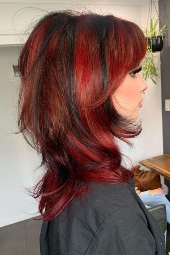Short Black and Red Hair - ombre short black and red hair