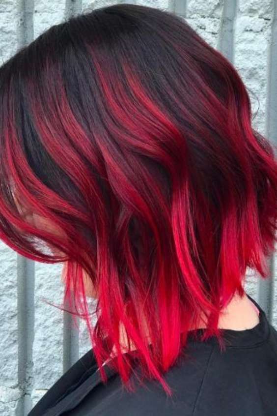 Short Black and Red Hair - gothic red and black short hair