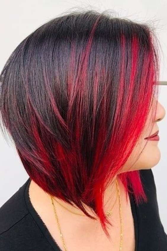 Short Black and Red Hair - short black and red hair half and half
