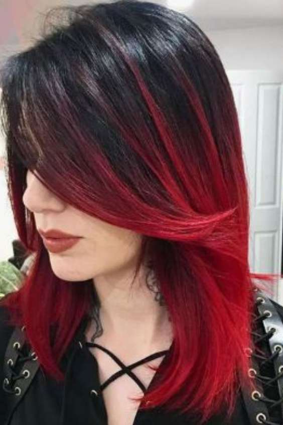 Short Black and Red Hair - black hair with red underneath