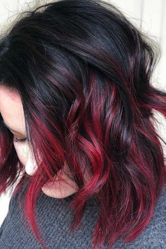 Short Black and Red Hair - emo short black and red hair