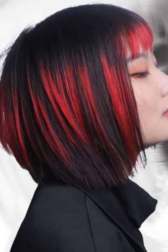 Short Black and Red Hair - girl short black and red hair