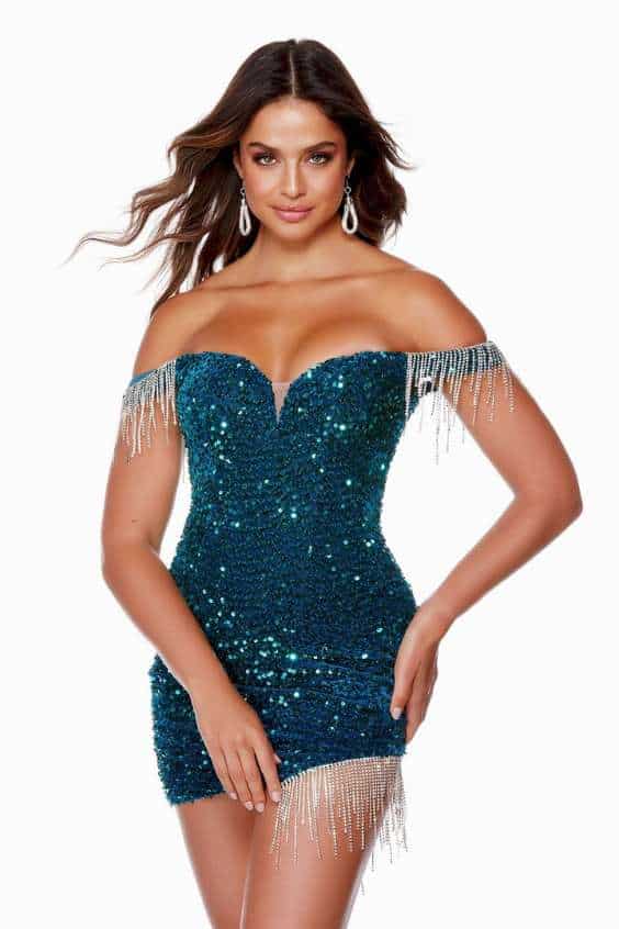 Sparkle FRINGE DRESS - Blue metallic fringe dress
