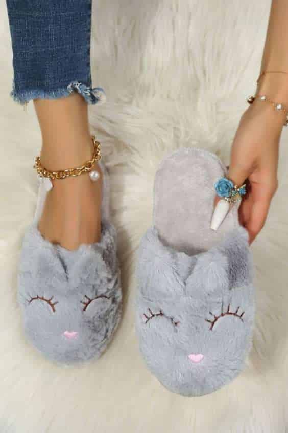 Cartoon Embroidery Fluffy Novelty Slippers