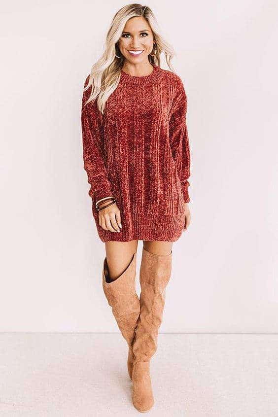 Lattes And Snuggles Cable Knit Chenille Sweater In Rustic Rose