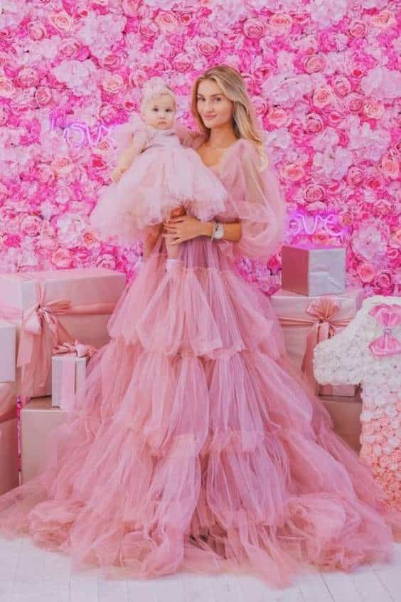 Mother Daughter Matching Dresses - Birthday Party Dresses - Maxi Layered Tulle Dress - Family Photoshoot Outfit - Birthday Baby Girl Dress