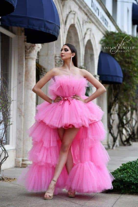 Pink african high low tulle dress - Africa prom dress - african high low tutu gown - african dress Birthday party dress