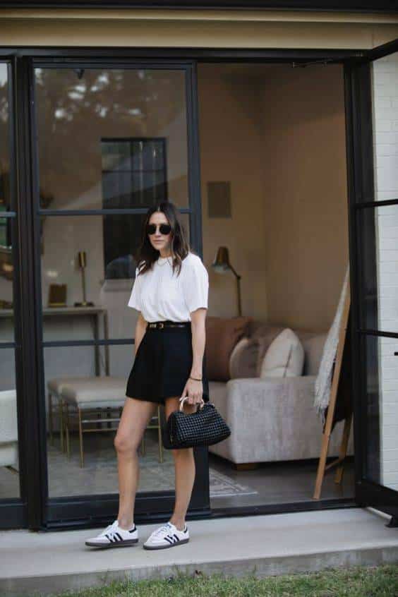elegant look with black and white outfit