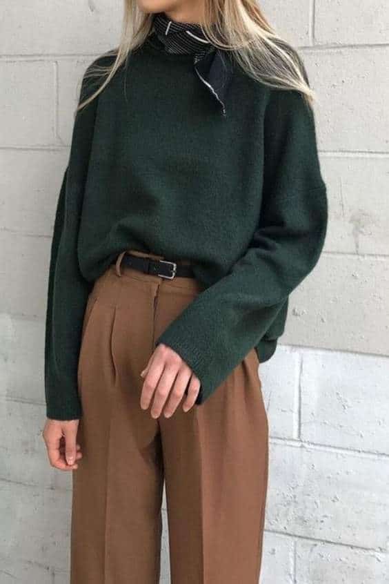 cute pants -  love the combination of creamy brown and moss green