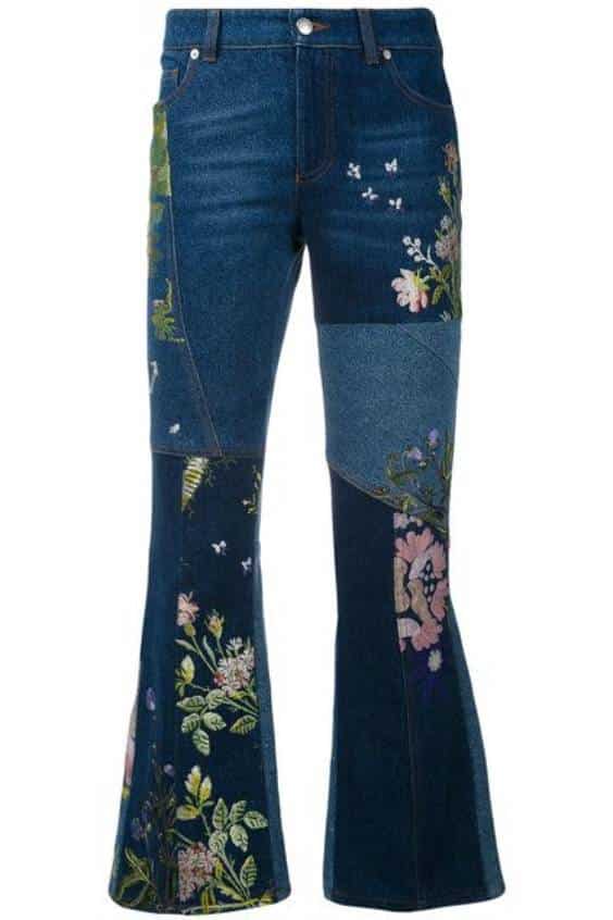 Alexander Mcqueen Embroidered Kick Flare Jeans