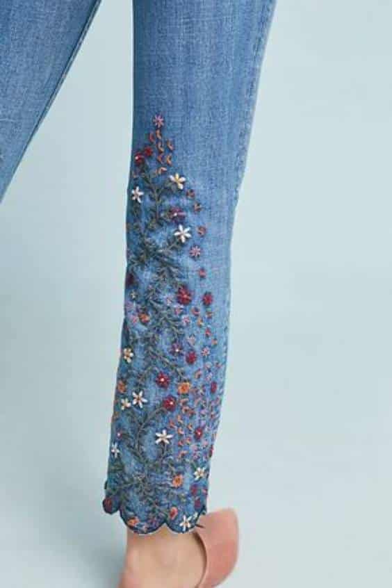Unique Floral Embroidered Jeans