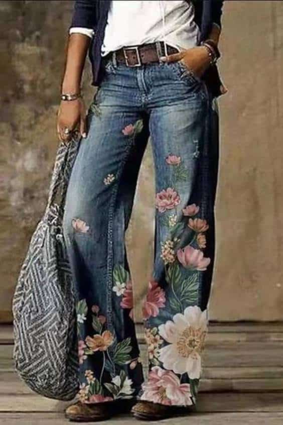 Women's Jeans Bootcut Wide Leg Full Length Faux Denim Side Pockets Wide Leg High Elasticity Mid Waist Fashion Casual