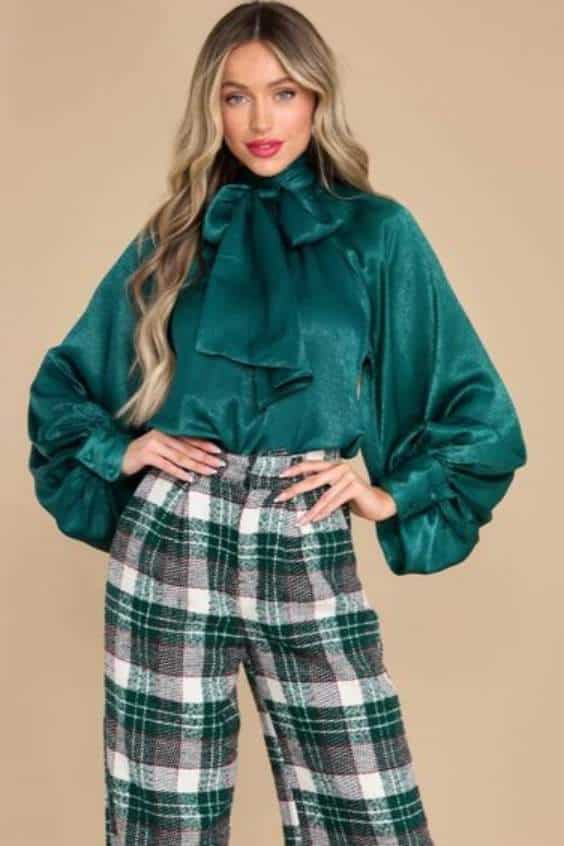 Green Dress Boutique Tops - Green Satin Blouse