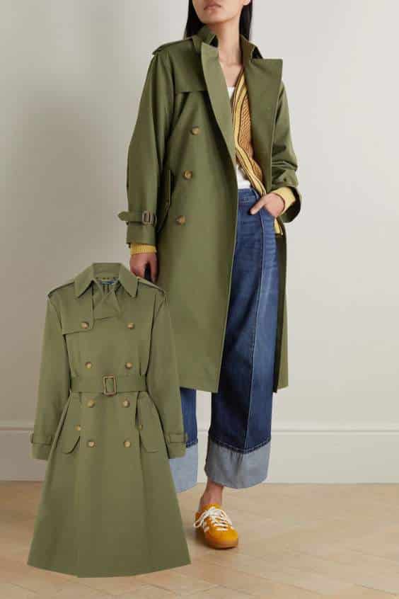 Belted double-breasted cotton-poplin trench coat