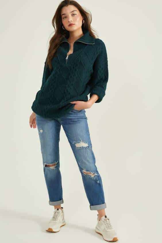 Camellia Quarter Zip Tunic Sweater